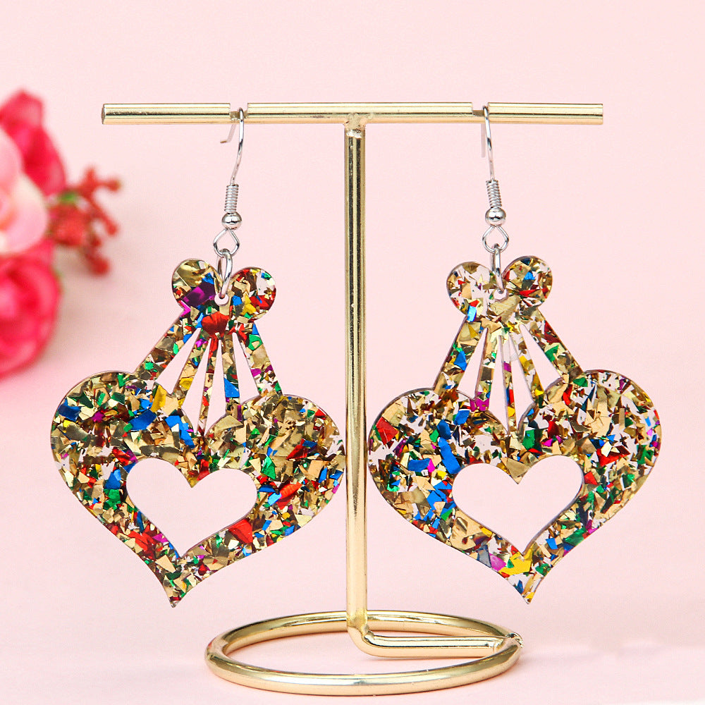 Wholesale Love Series Earrings Sweet Romantic Colorful Shiny Love Creative Earrings Valentine's Day Gift