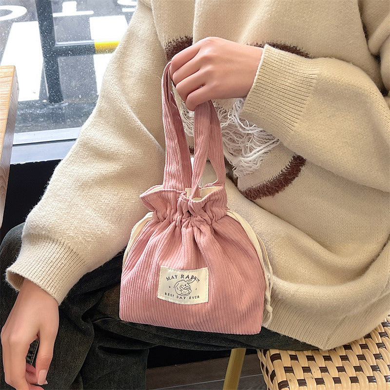 Wholesale Corduroy drawstring bag large capacity hand-held canvas bag