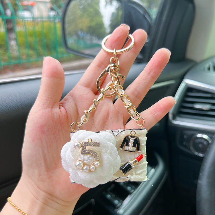 Wholesale Camellia Fabric Keychain