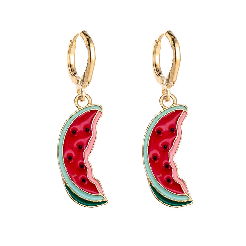 Wholesale Fruit Earrings Lemon Avocado Strawberry Oil Drop Earrings