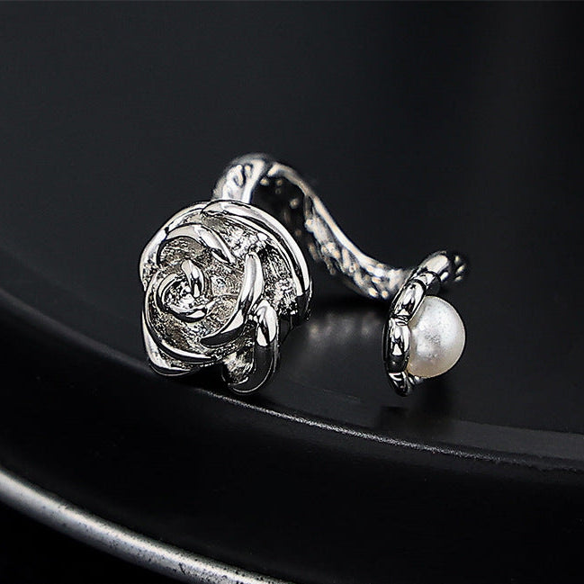 Wholesale Rose-shaped inlaid glass bead clip-on earrings ( for non-pierced ears)