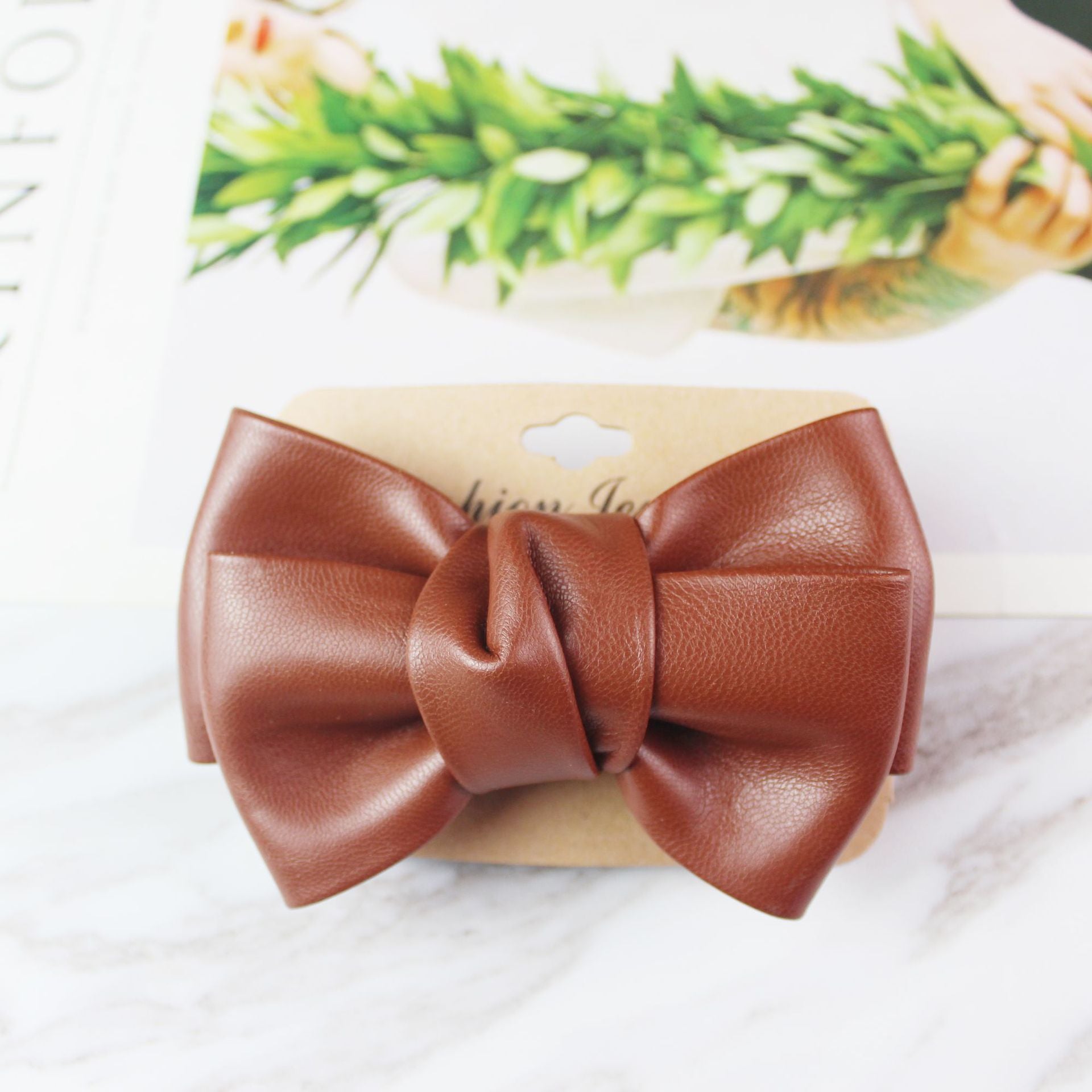 Wholesale Leather bow hair accessories hairpin girls'  hairpin