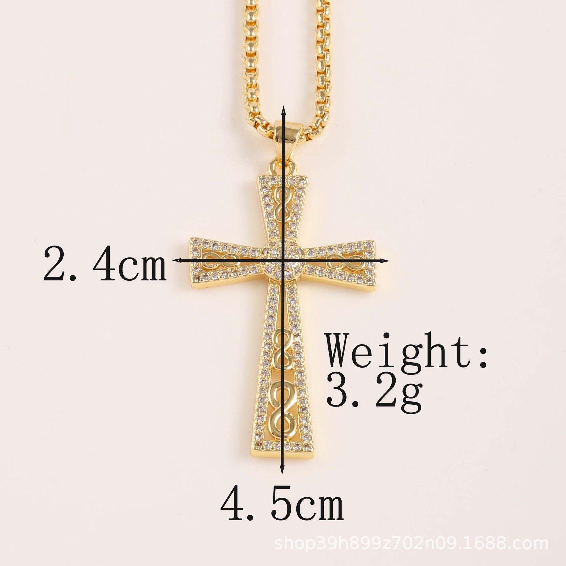 Wholesale Gold cross micro inlaid zircon pendant necklace