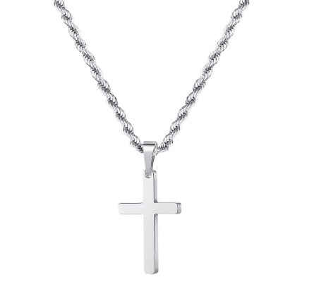 Wholesale Golden cross double layered stainless steel necklace