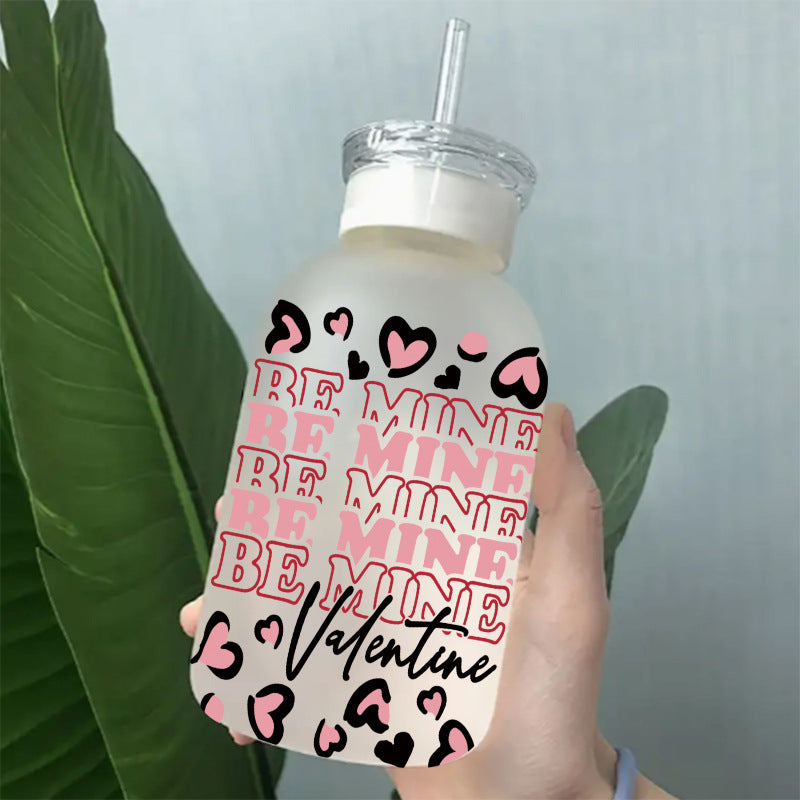 Wholesale Cartoon Cute Pink Valentine' s Day Heart 16oz Cup UV DTF Wraps