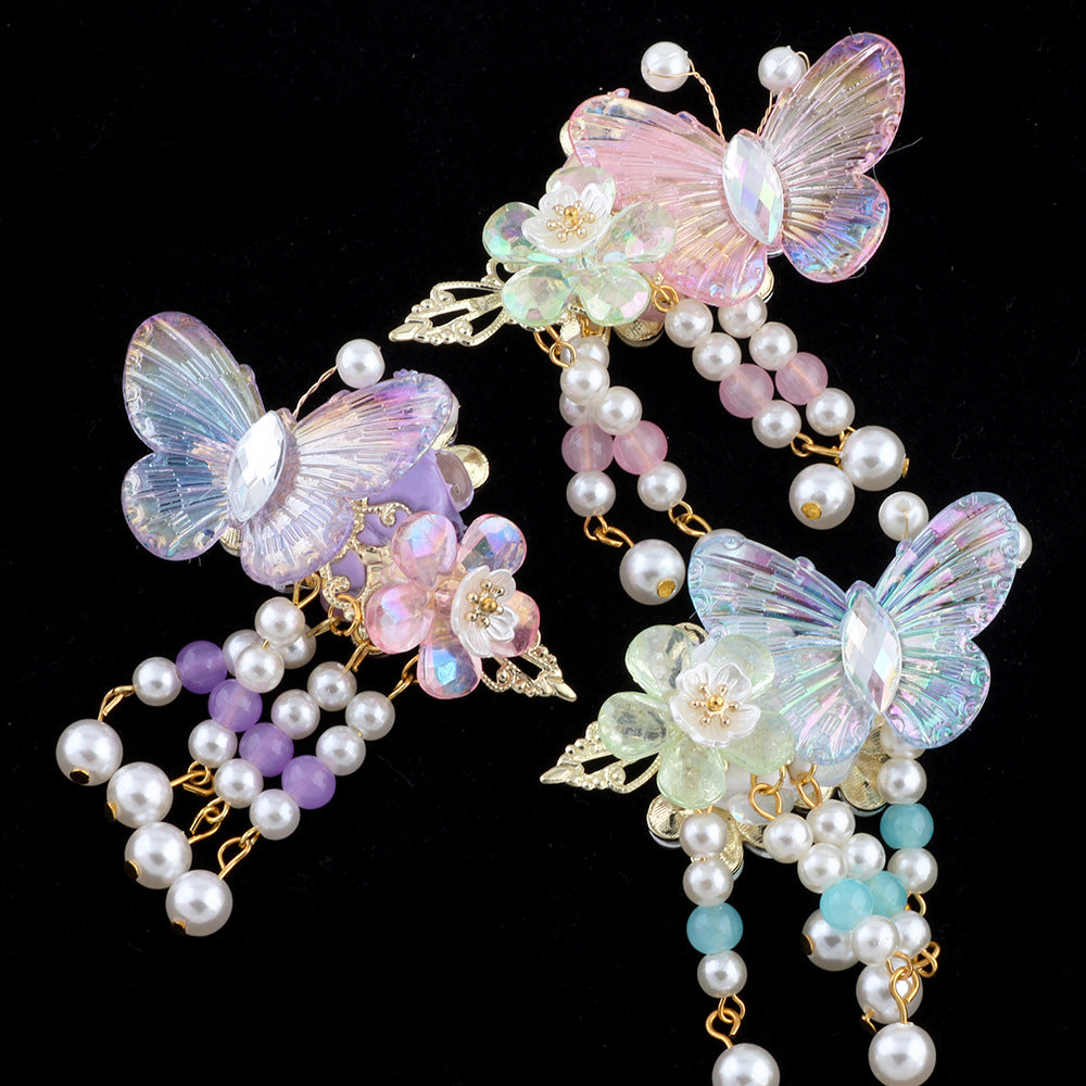 Wholesale 5pcs Butterfly Step Shake tassel Drill Ball Straight Hole Beads