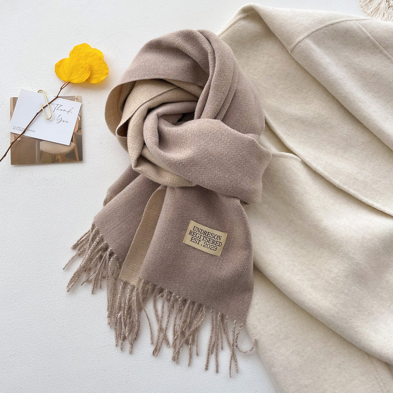 Wholesale Double-sided Solid Color Scarf for Women Autumn and Winter Thickened Imitation Cashmere Tassel Shawl