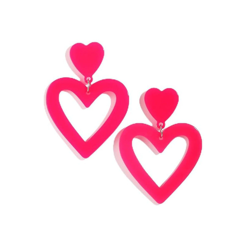 Wholesale prom party acrylic earrings water drop hollow love Valentine's day geometric love earrings