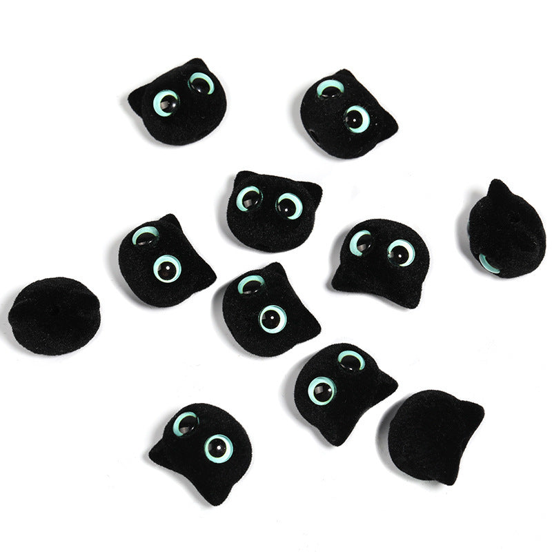 Wholesale 20pcs/pack Flocked big eye cat head beadable DIY accessories