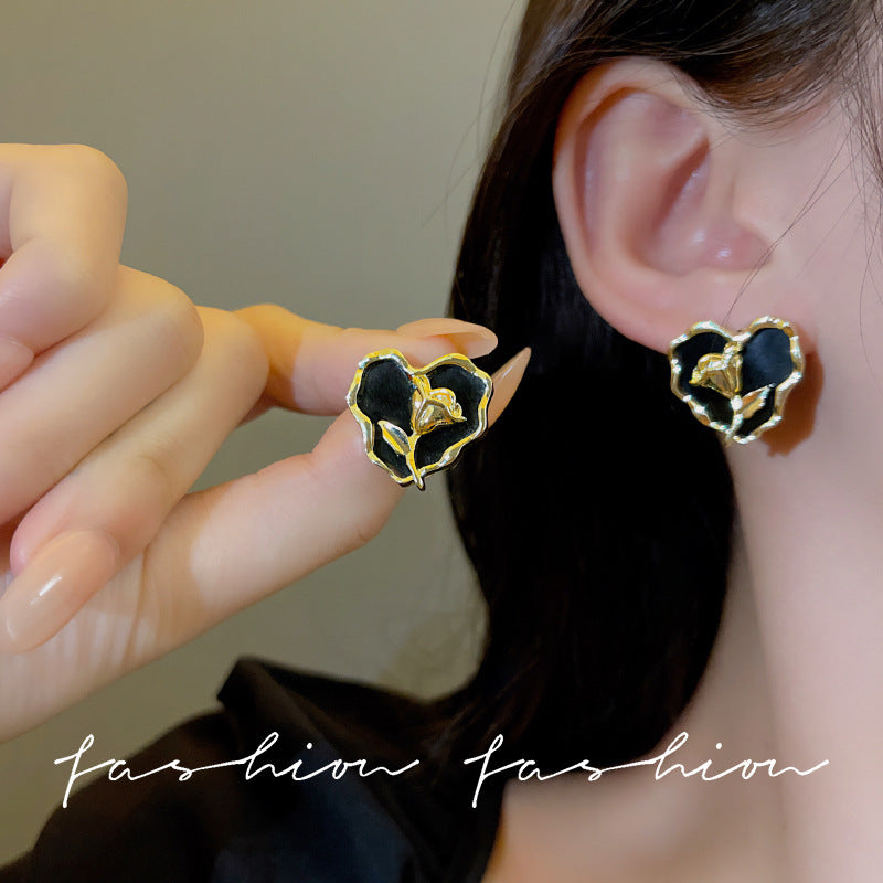 Wholesale Tulip Flowers Love Heart Alloy Earrings