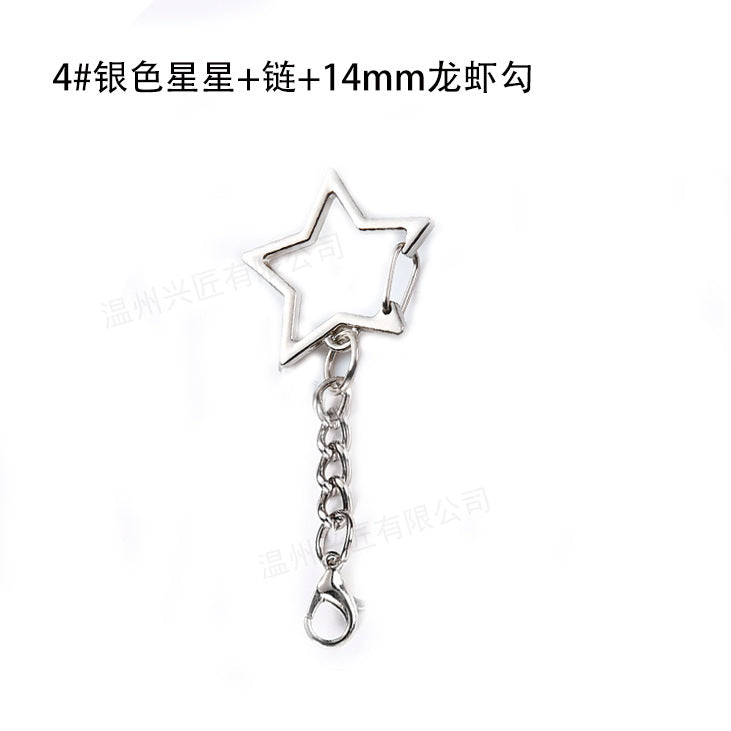 Metal DIY Five-pointed Star Clip Keychain