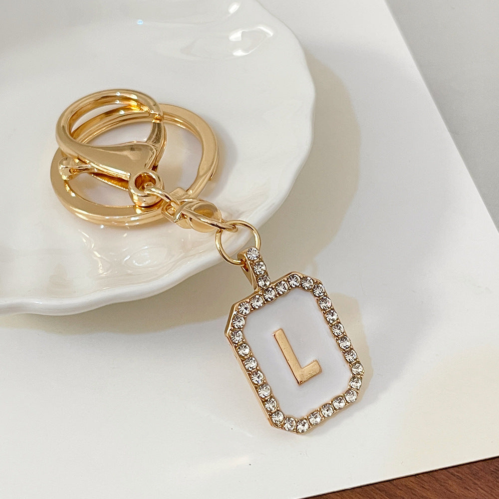 Wholesale 26 Letters Diamond-drip Oil Key Chain