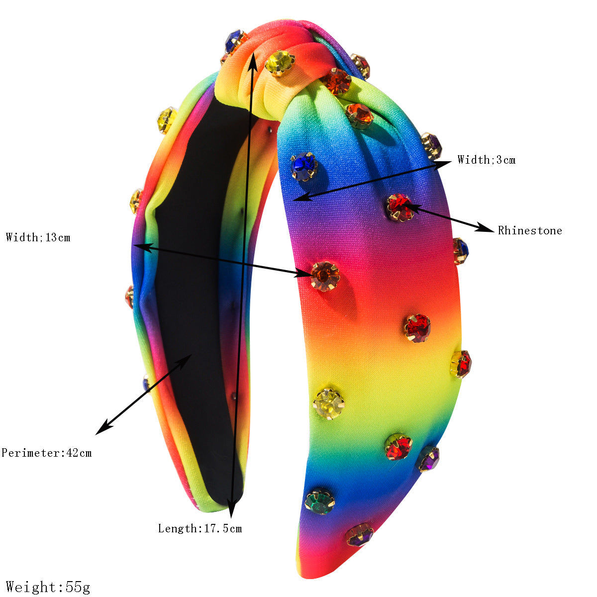 Wholesale New Fabric Knot Hair Hoop with Diamond Rainbow Stripe Headband Simple All-match Going-out Wear Hair Accessories