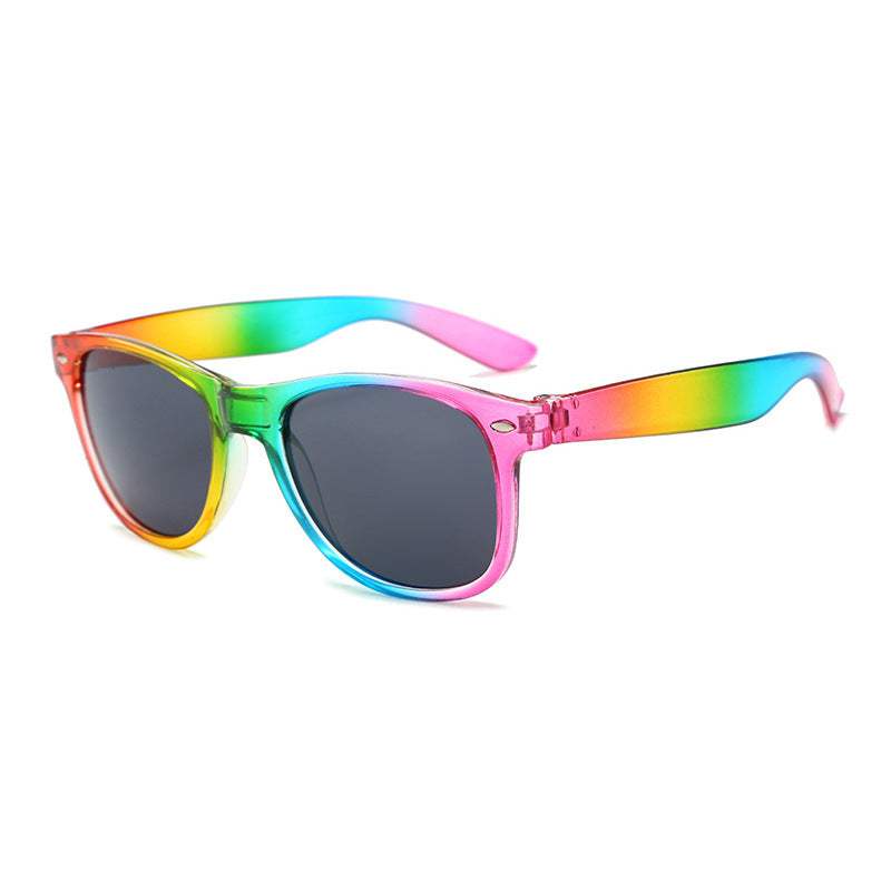 Wholesale Rainbow gradient printed sunshade sunglasses
