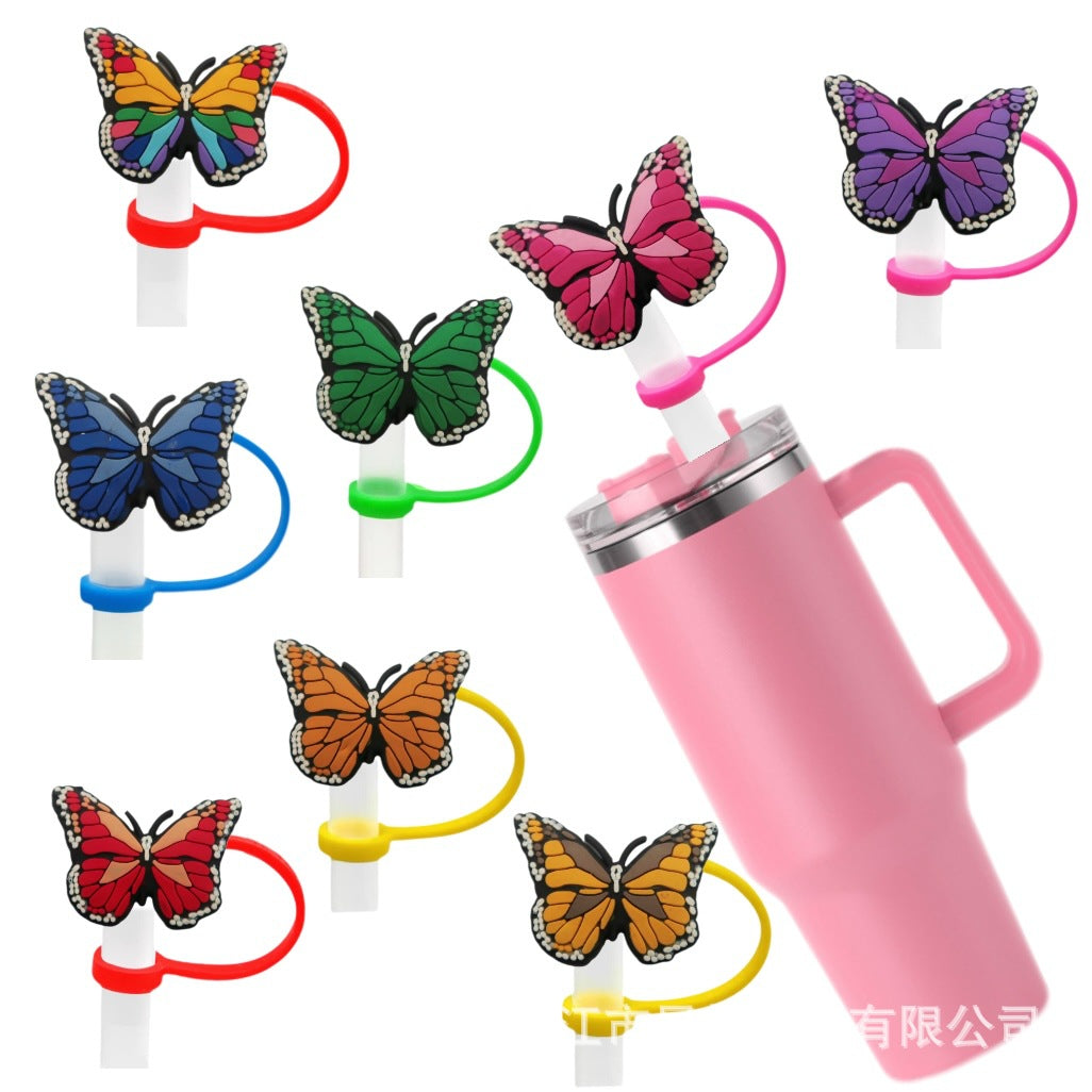 Wholesale 10pcs Butterfly Straw Cover Cute Cartoon Straw Cap Dust Plug