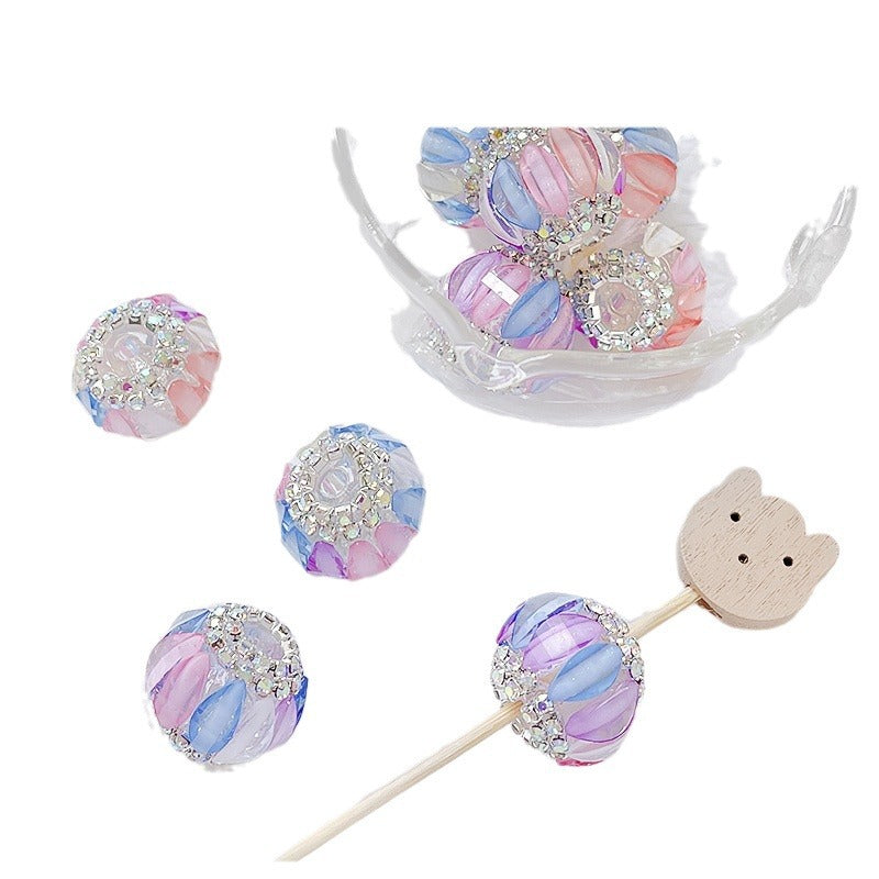 Wholesale 2pcs Alloy Diamond Hairpin Love Beads