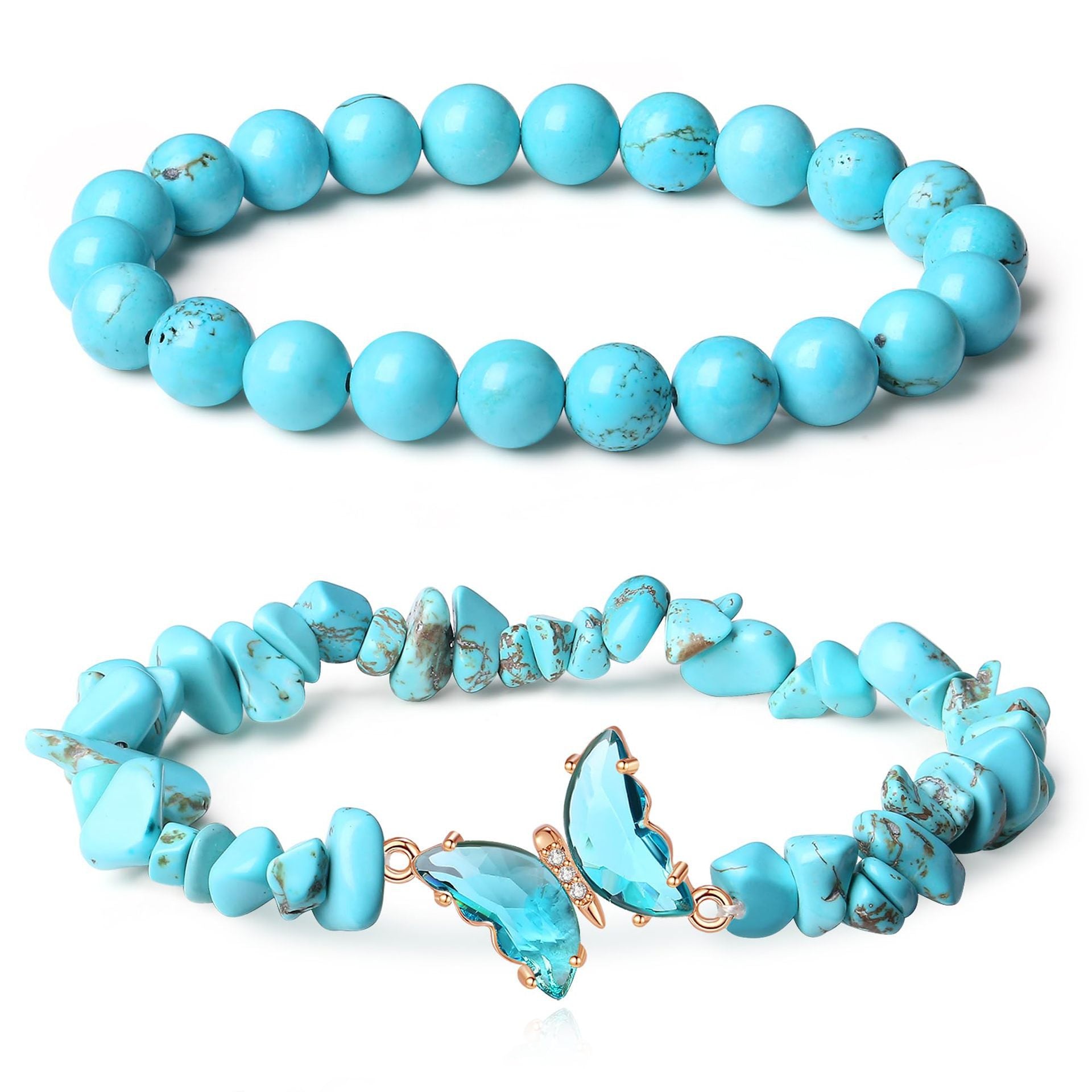 Wholesale Chic Butterfly Design Natural Stone Crystal Beaded Bracelet Set Stylish Jewelry Accessory Gift And Boutique Resale