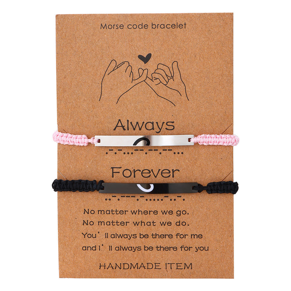 Wholesale Heart shaped black steel stainless steel curved woven adjustable bracelet