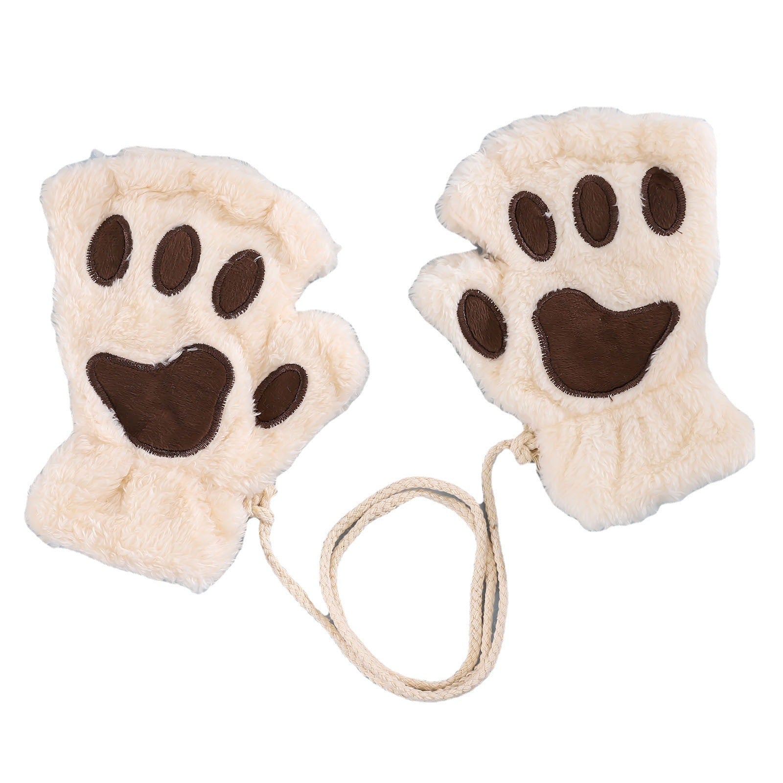 Wholesale Winter Fingerless Thickened Bear Paw Plush Half Finger Gloves