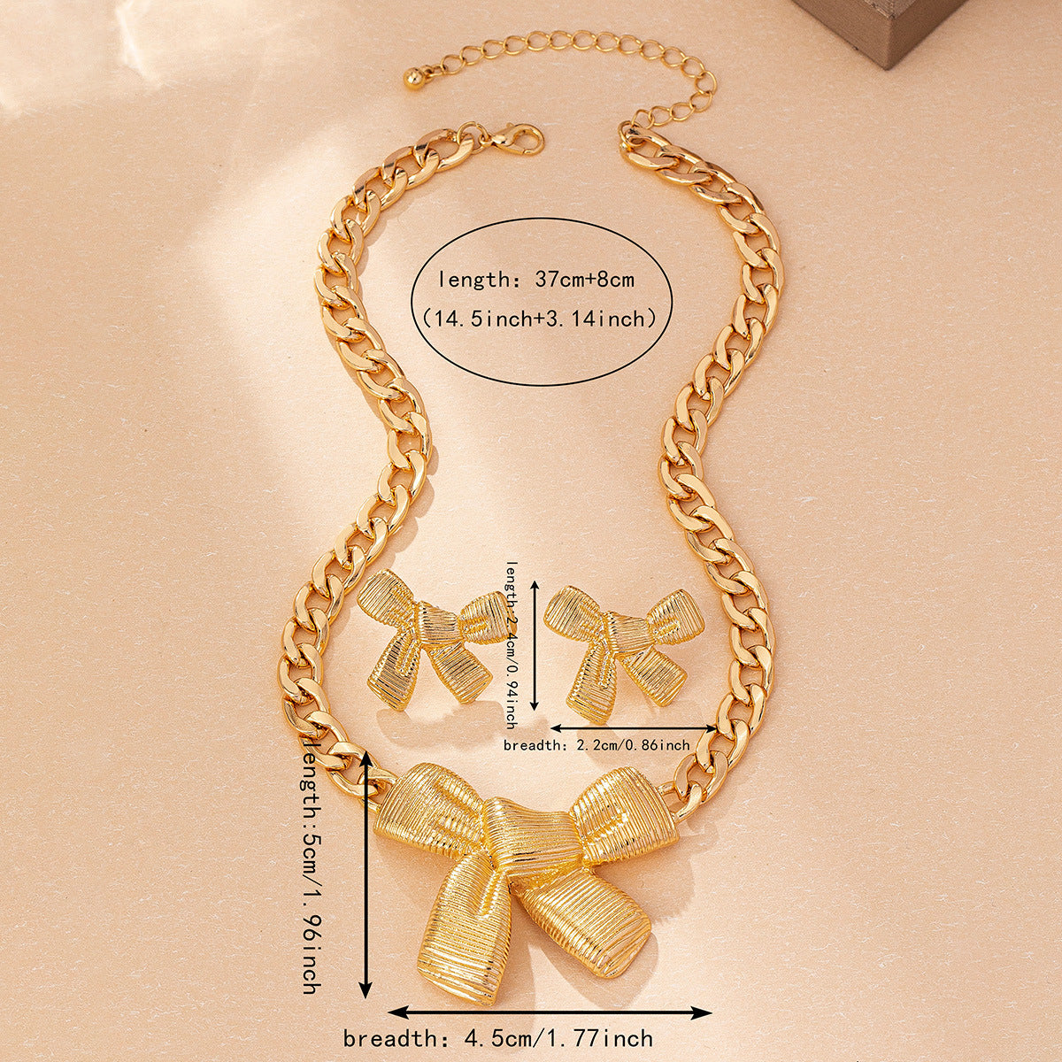 Wholesale Bow Pendant Necklace and Bow Stud Earrings Jewelry Set