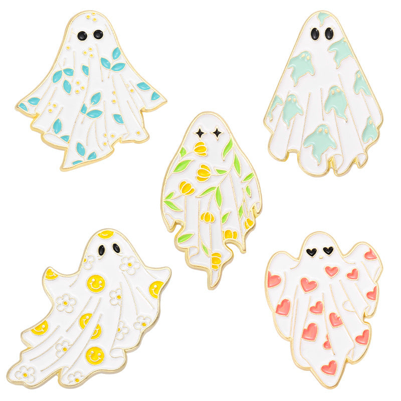 Wholesale Maple Leaf Ghost Halloween Horror Ghost Alloy Brooch