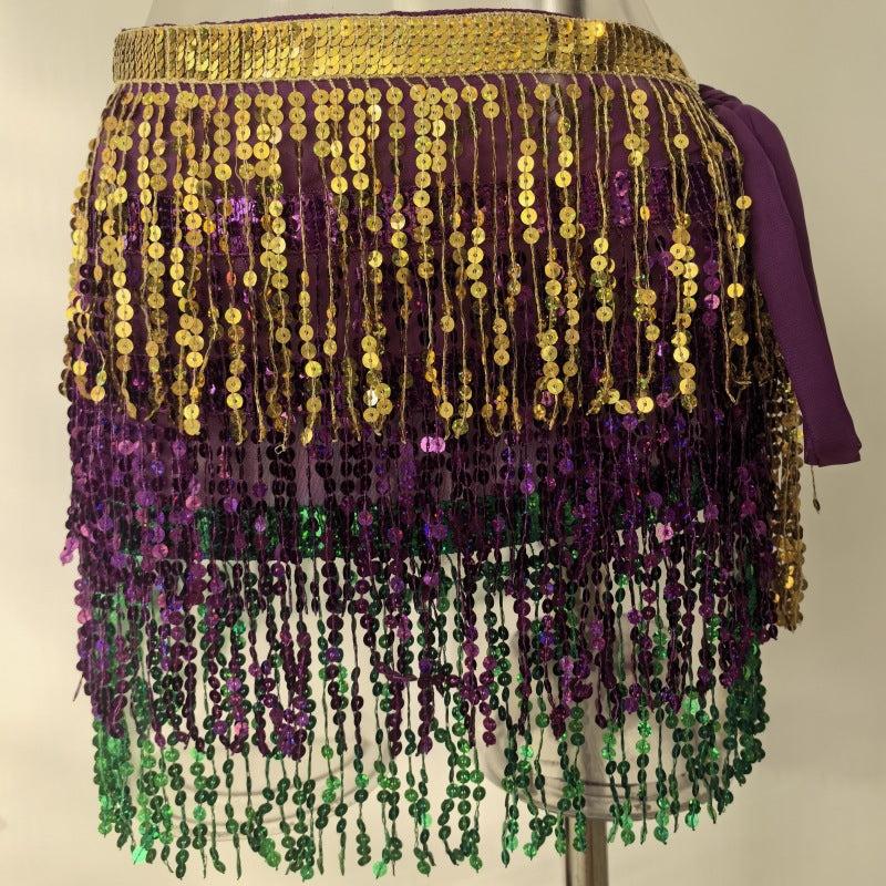 Wholesale Sequined tassel hip scarf with sequined waist chain