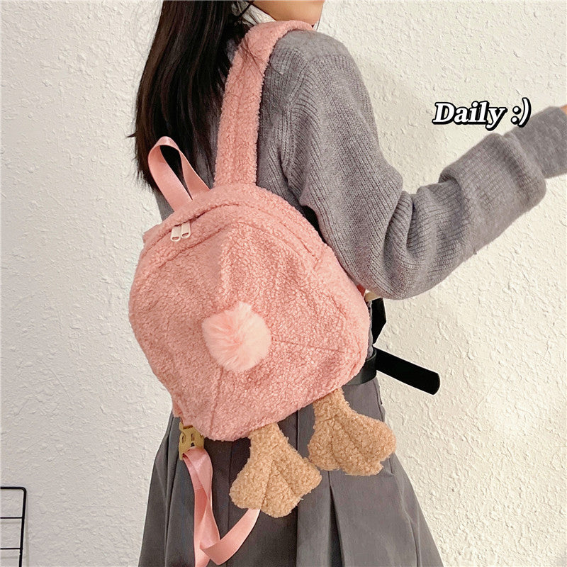 Wholesale Lamb Wool Duck Paw Small Backpack