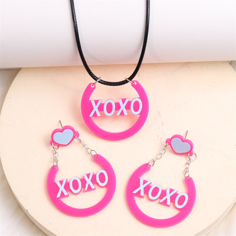 Wholesale Valentine's Day XOXO Heart Acrylic Earrings