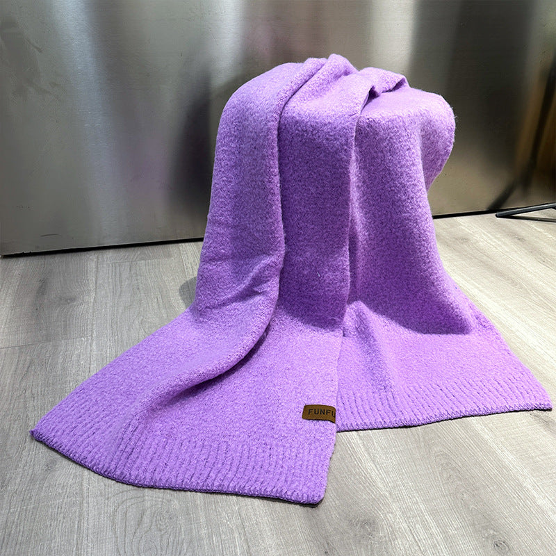 Wholesale Autumn and Winter Warm Solid Color High-end Knitted Scarf