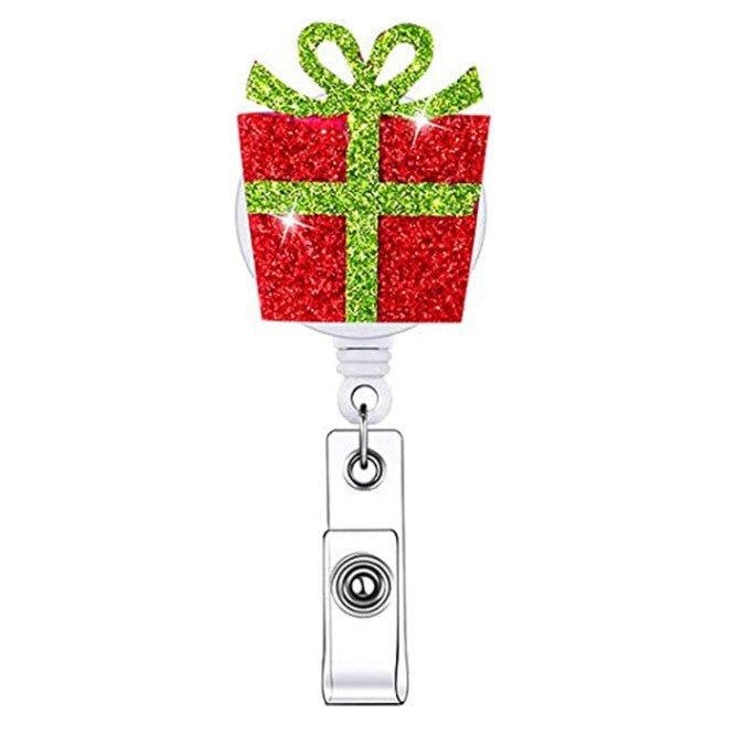 Wholesale 10PCS Christmas Glitter Felt Cloth Badge Scroll Retractable Keychain