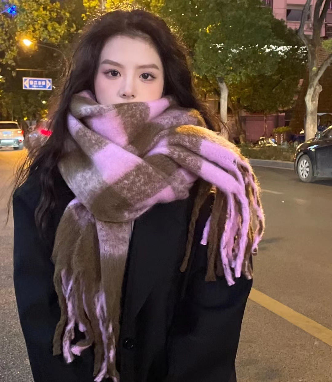 Wholesale Plaid Long Acrylic Imitation Cashmere Scarf