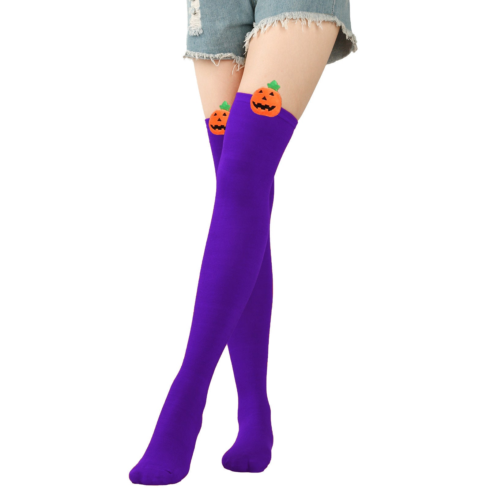 Wholesale Halloween Cartoon Devil Knee-high Striped Socks