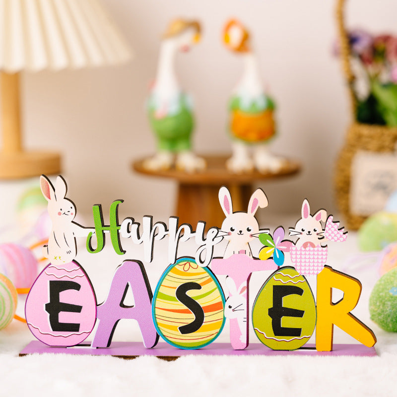 Wholesale Easter Rabbit Letter Wooden Decorations