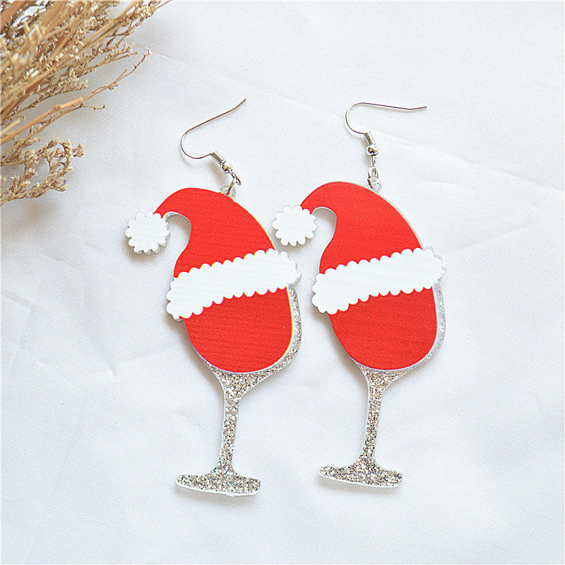 Wholesale Christmas dress long car snowman bottle old man earrings