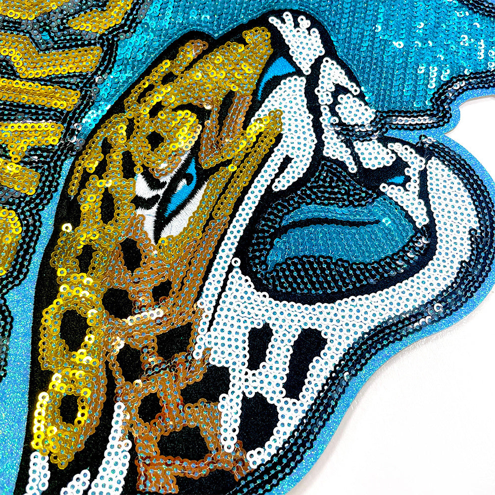 Wholesale sonville Jaguars Sequined Jaguar Head Embroidered Patch Trendy Iron On et Decorative Accessory Gift For Football Fans OLY Exclusive