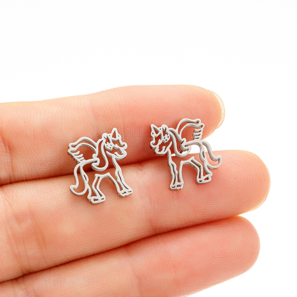 Wholesale Stainless Steel Mini Small Earrings Flower Dinosaur Halloween Skull Earrings