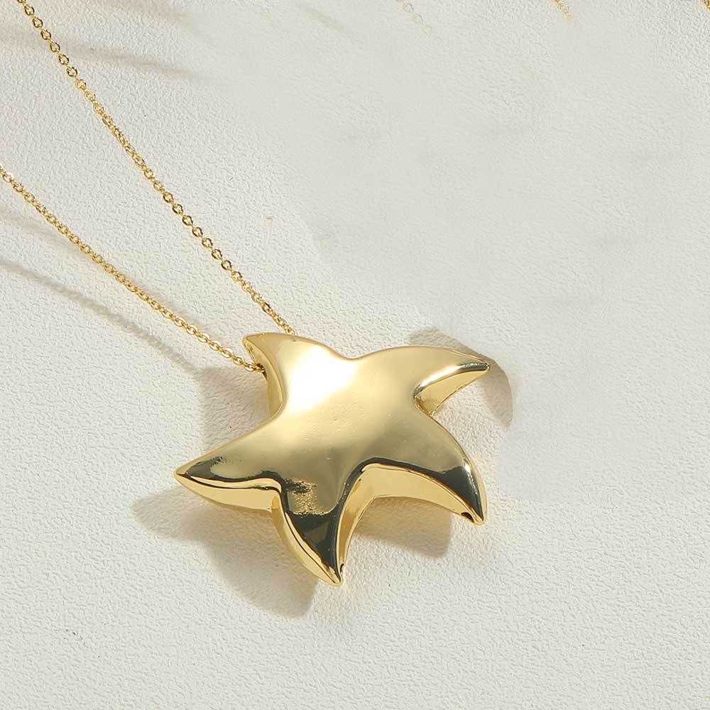 Wholesale Special Shaped Pentagram Water Drop Pendant Necklace