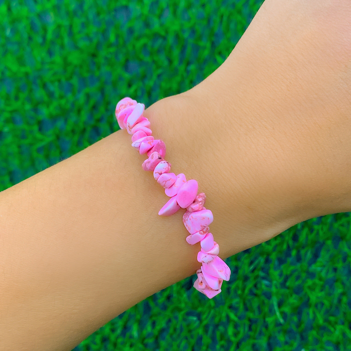 Wholesale Irregular Geometric Colored Crushed Stone Bracelet