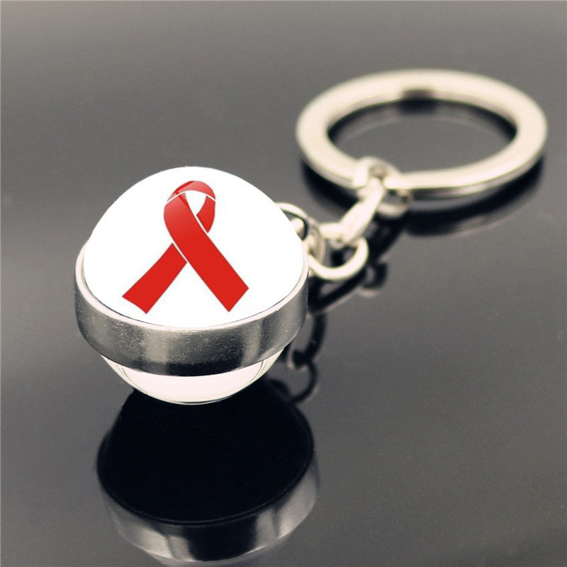 Wholesale Care Breast Cancer Vermicelli with Zinc Alloy Key Chain