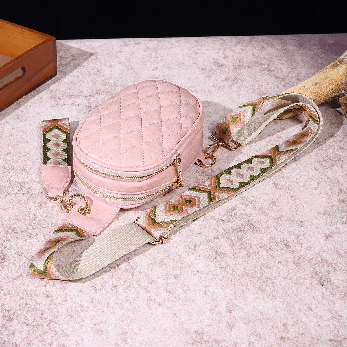 Wholesale Bohemian Retro Chest Bag Pure Embroidery PU Crossbody Bag