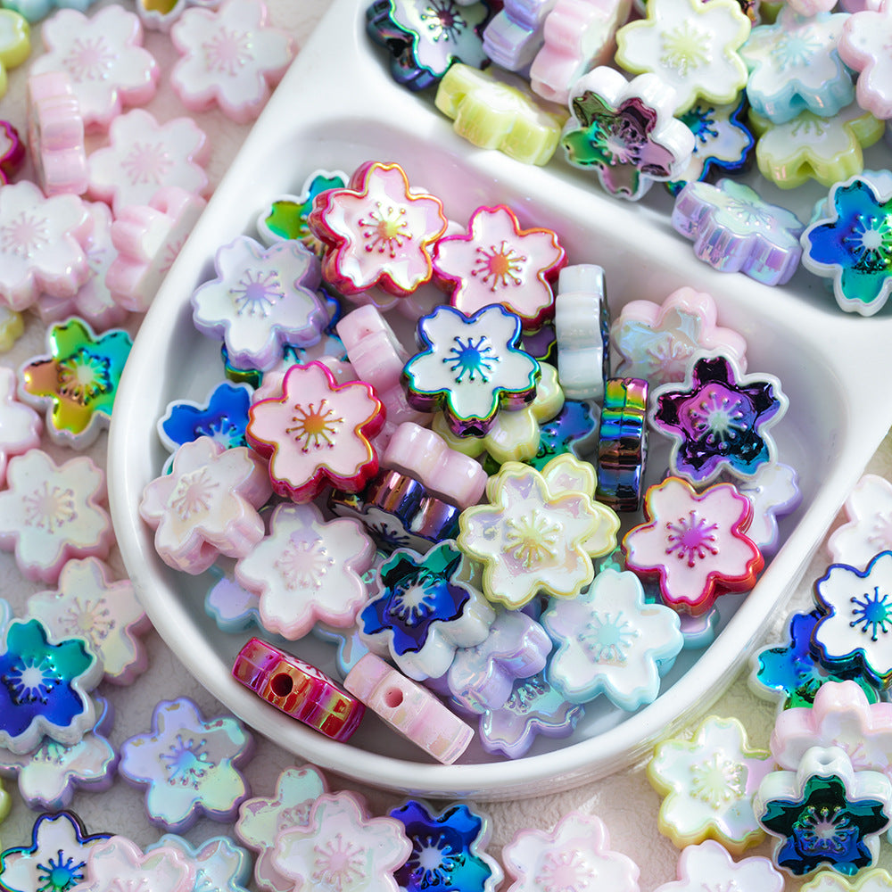 Wholesale 10pcs Colorful Cherry Blossoms Acrylic Beads