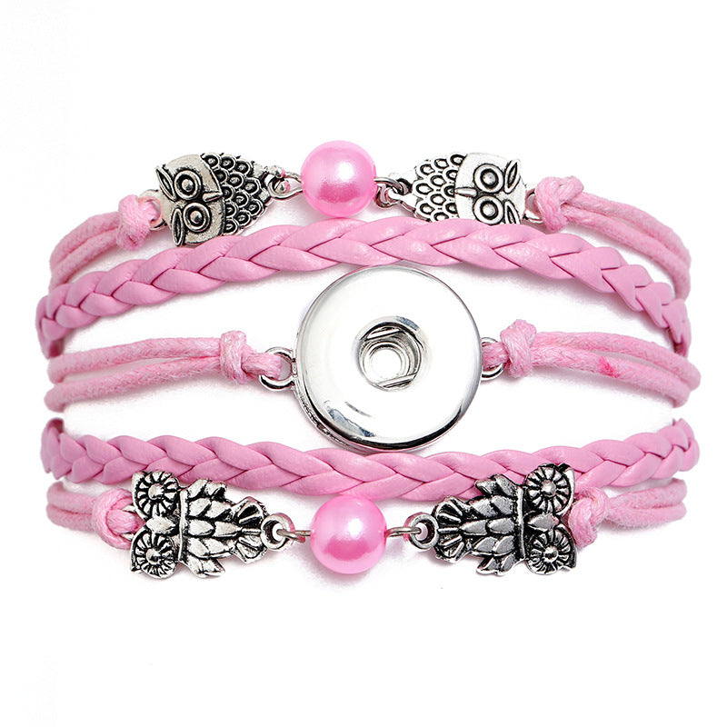 Brazalete de aleación de cuero de hebilla tejida al por mayor