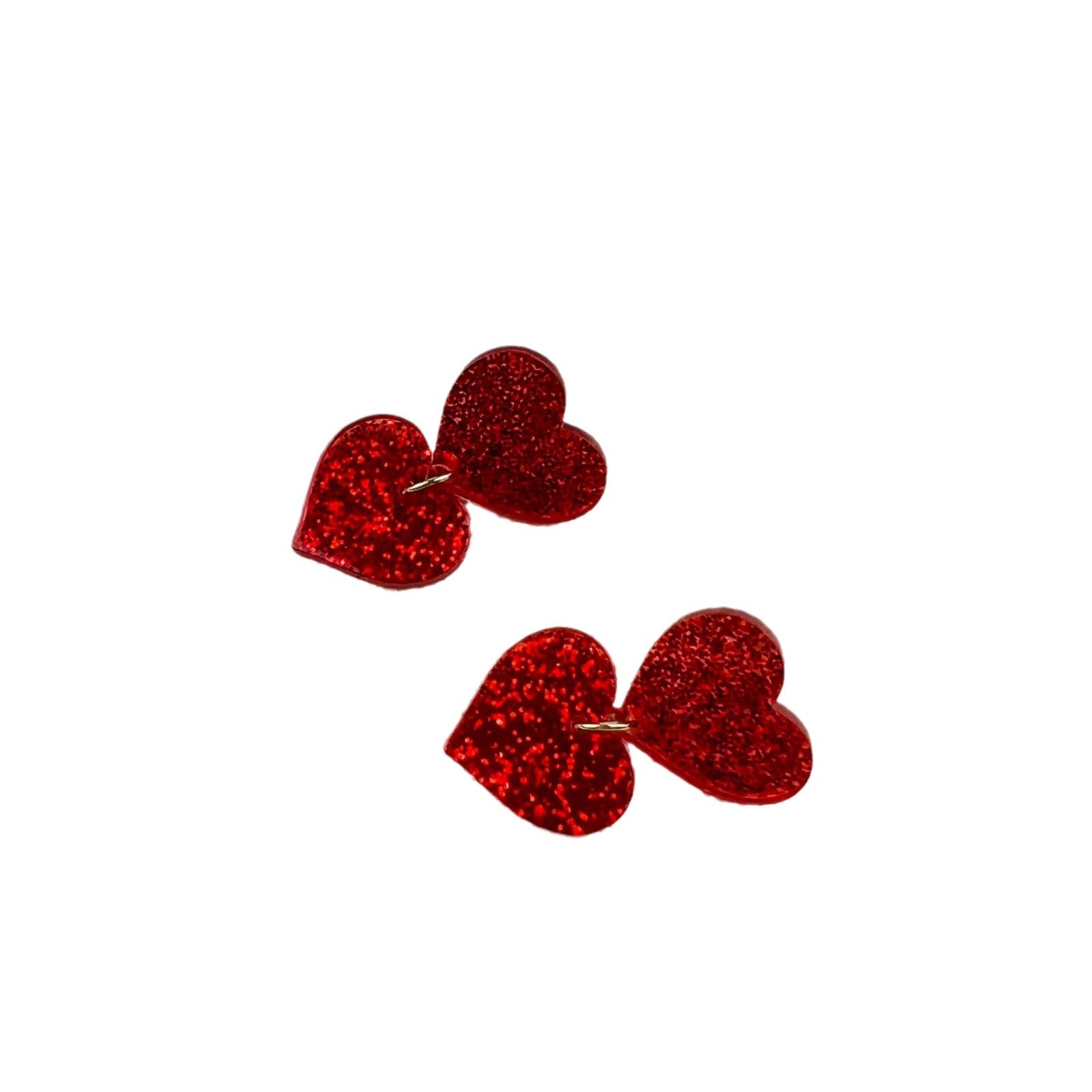 Wholesale Valentine' s Day peach Heart Glitter Red Heart Acrylic Suit Earrings