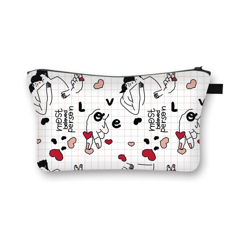 Wholesale new valentine's day love sweet breathable girl makeup bag student storage bag cartoon makeup portable