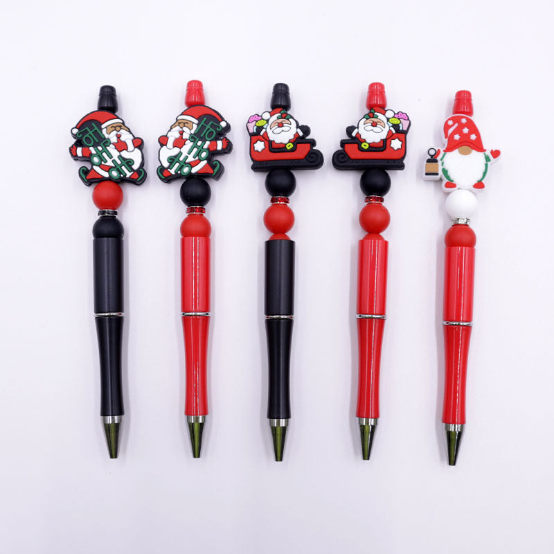 Wholesale Cartoon Christmas Tree Handmade Silicone Bead Pen Plastic Ball Point Pen