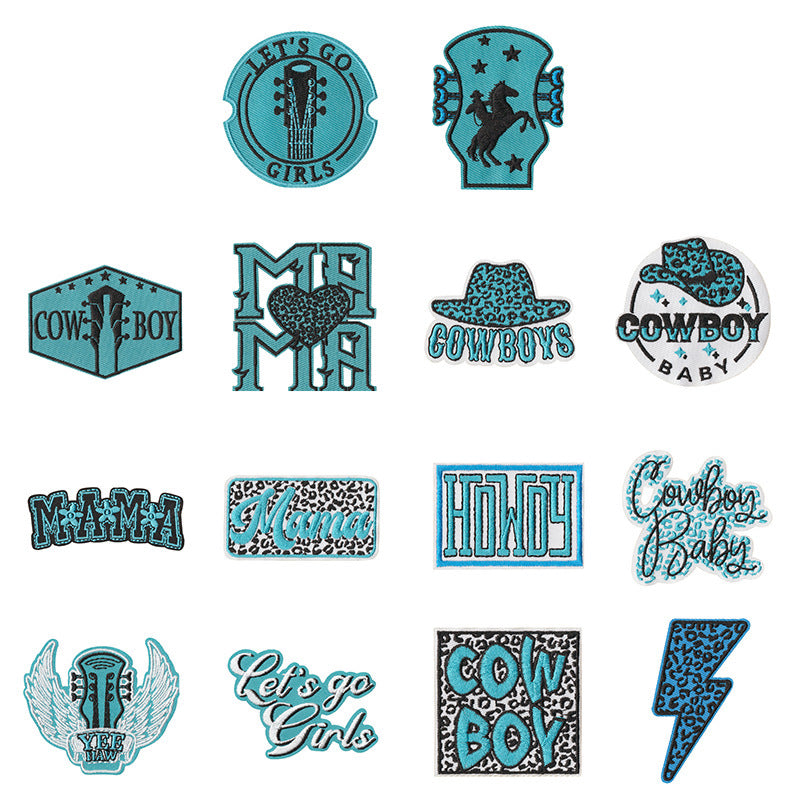 Wholesale Blue Letter Lightning Embroidery Patch