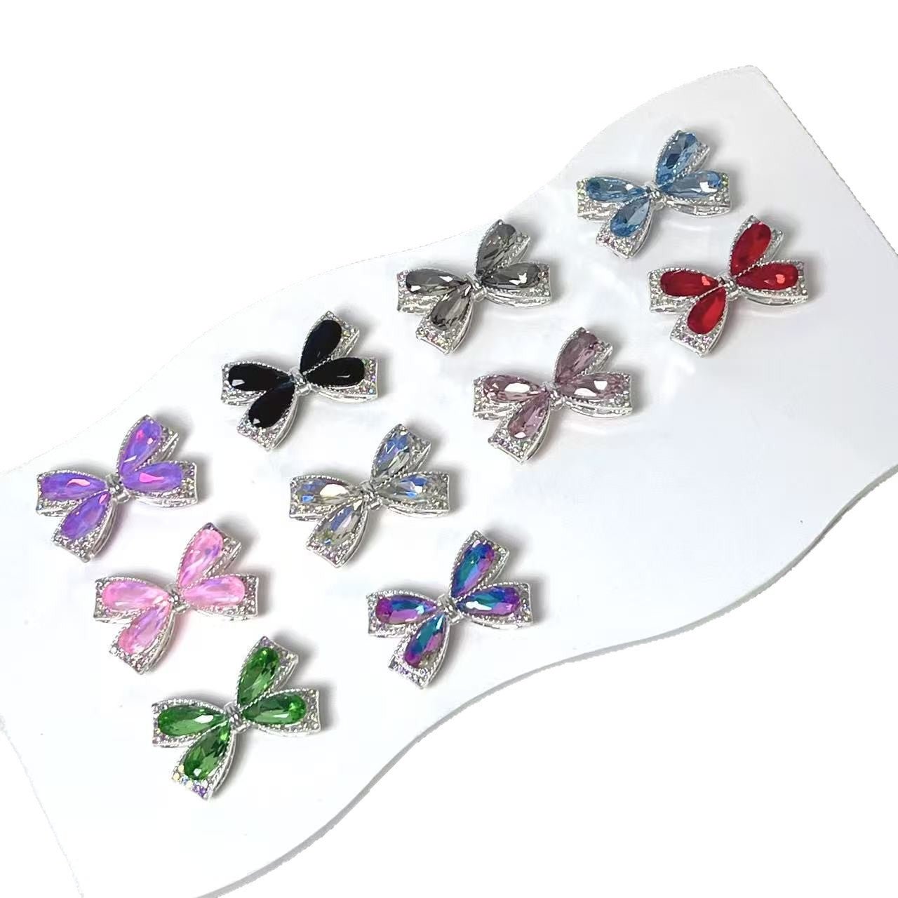 Wholesale 10pcs Colorful crystal bowknot straight-hole Crystal Beads