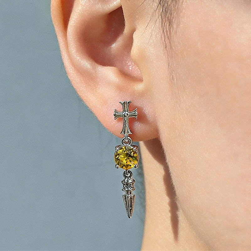 Wholesale Cross Diamond Iris series zircon ear studs