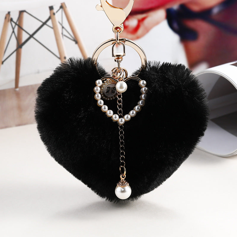 Wholesale Love Ball Pearl Pendant Plush Keychains
