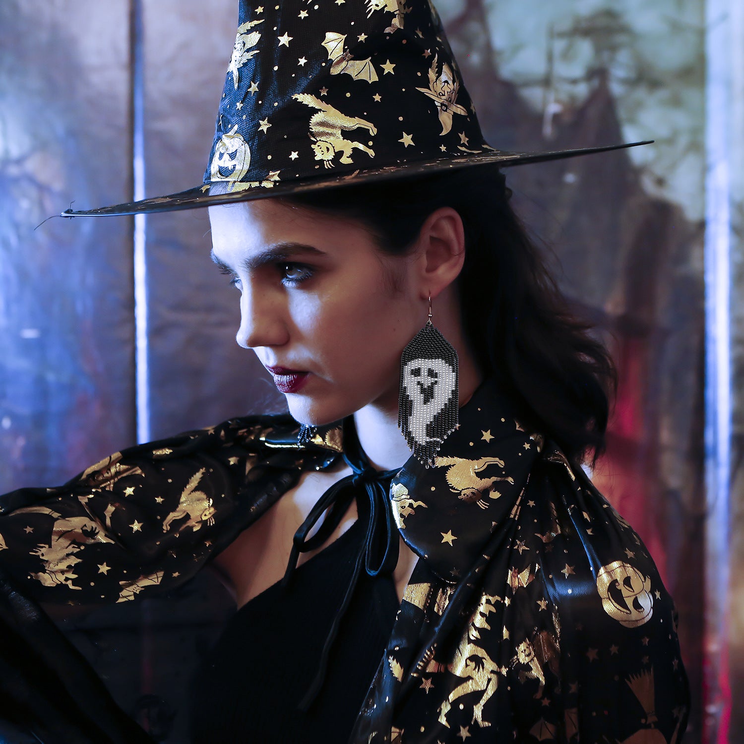 Wholesale Ghost Rice Beads Halloween Glass Earrings